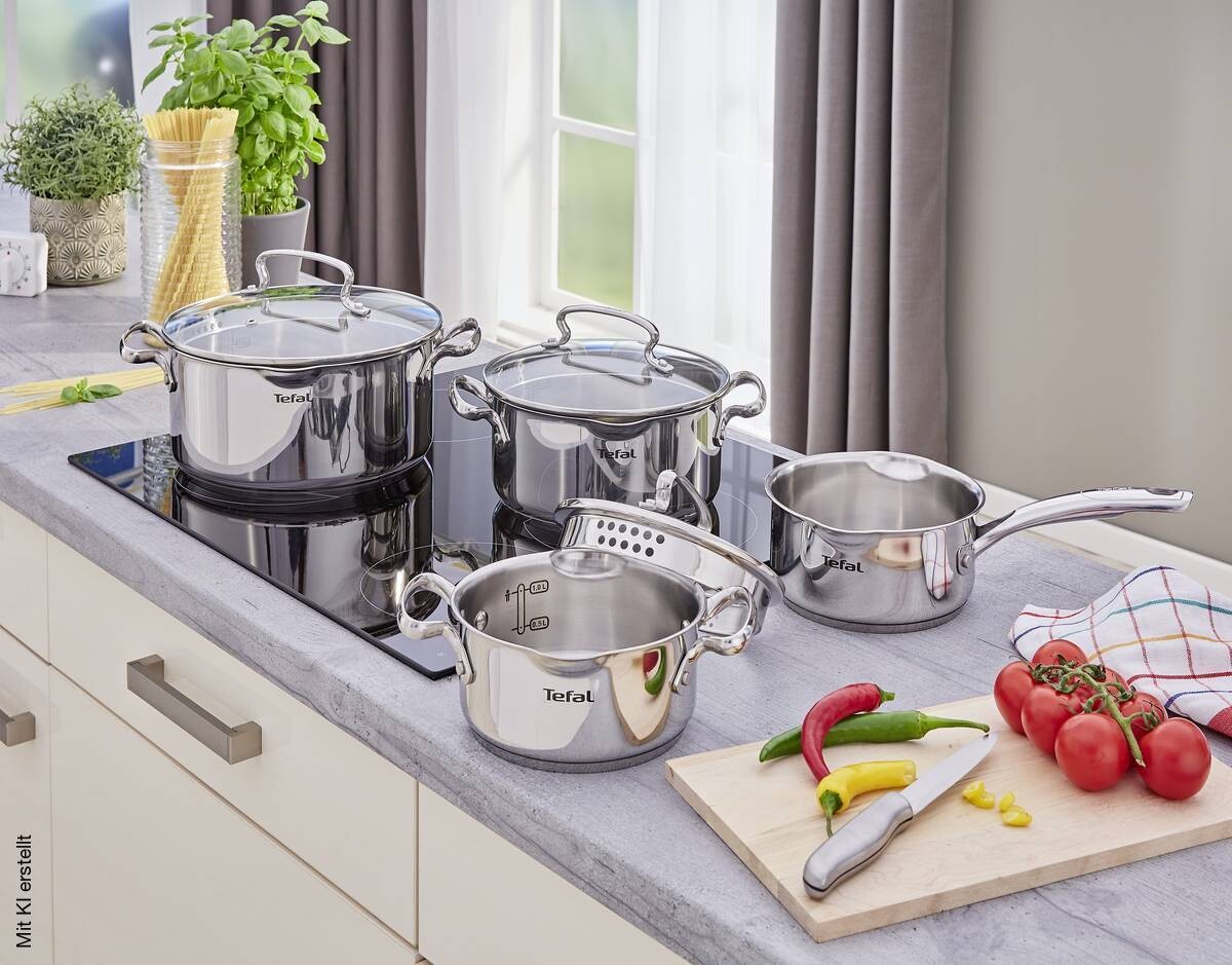 Tefal Topfset silber Edelstahl 7 tlg.