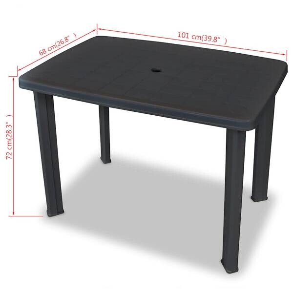 vidaXL Gartentisch anthrazit Kunststoff B/H/L: ca. 68x72x101 cm