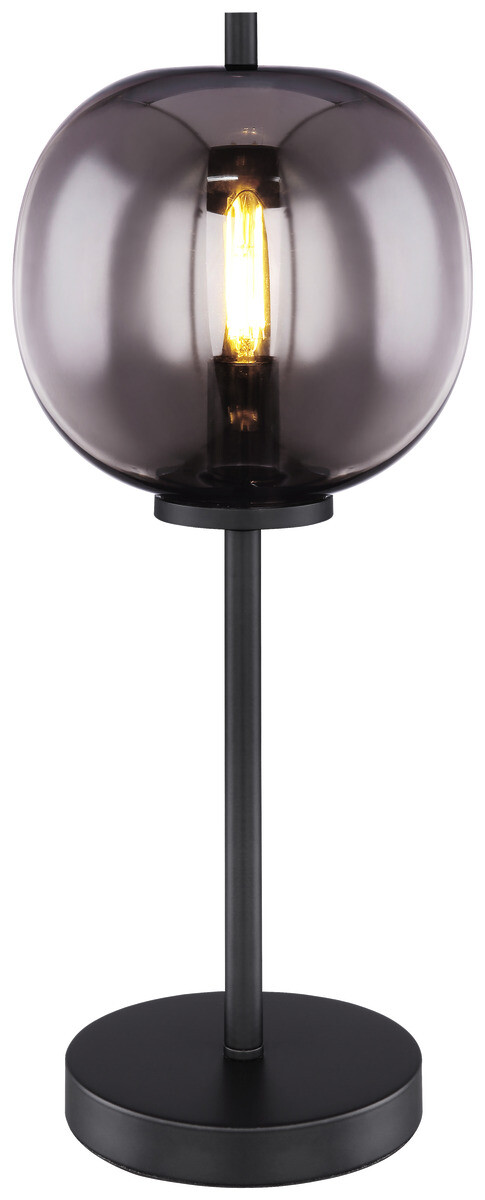 GLOBO Tischleuchte Blacky schwarz Glas Metall H/D: ca. 45x18,5 cm E27 1 Brennstellen