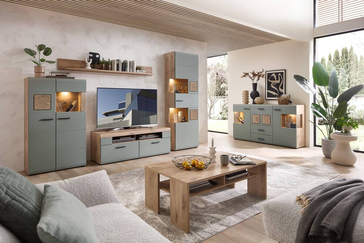 Lowboard Fun Plus 2 salbei Oak Eiche Viking Nachbildung B/H/T: ca. 140x51x47 cm