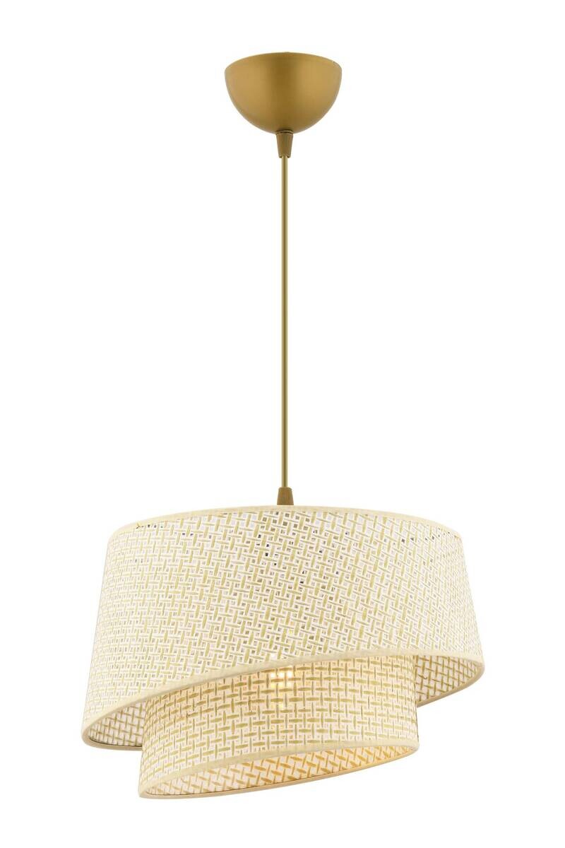 Opviq Pendelleuchte Barette creme Stoff Metall B/H/L: ca. 32x65x32 cm E27 1 Brennstellen