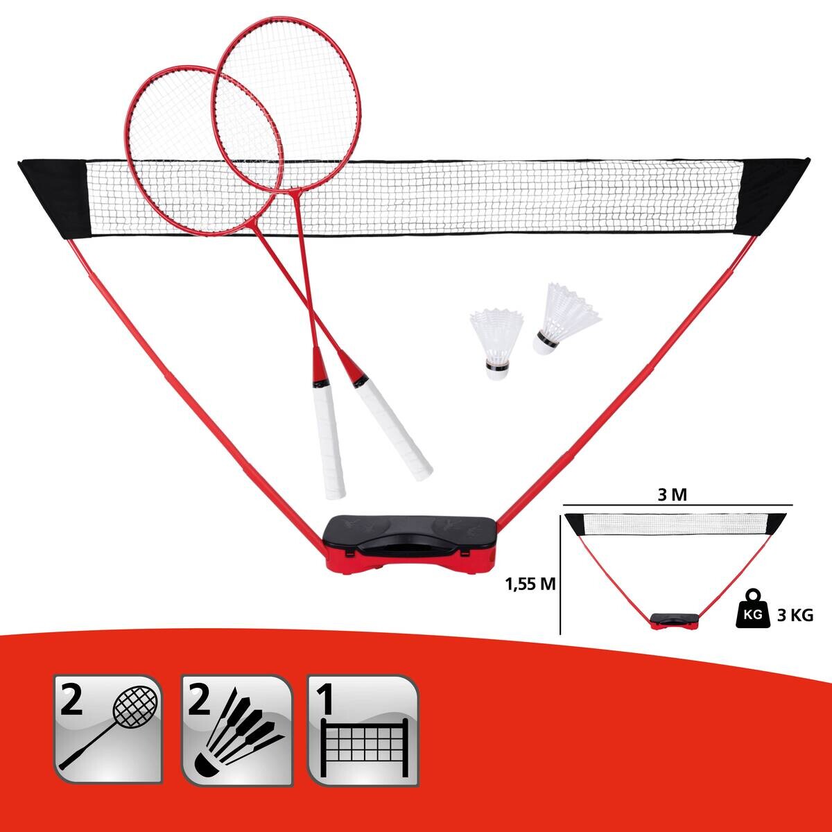 DONNAY Badmintonset rot B/H/L: ca. 12,5x29x68 cm