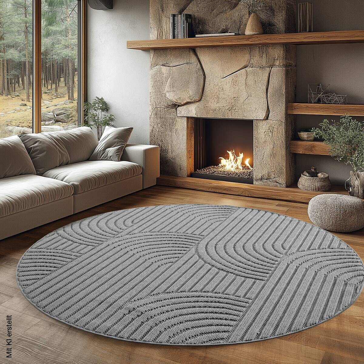 Ayyildiz Kurzflorteppich HELIX silber B/H/L: ca. 200x0,7x200 cm