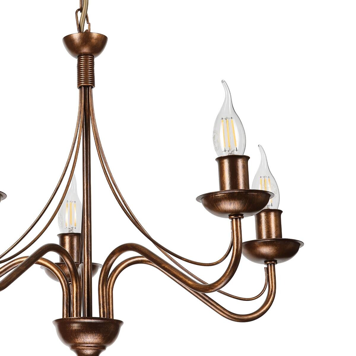 Lamkur Pendelleuchte braun Stahl B/H/L: ca. 53x71x53 cm E14 5 Brennstellen