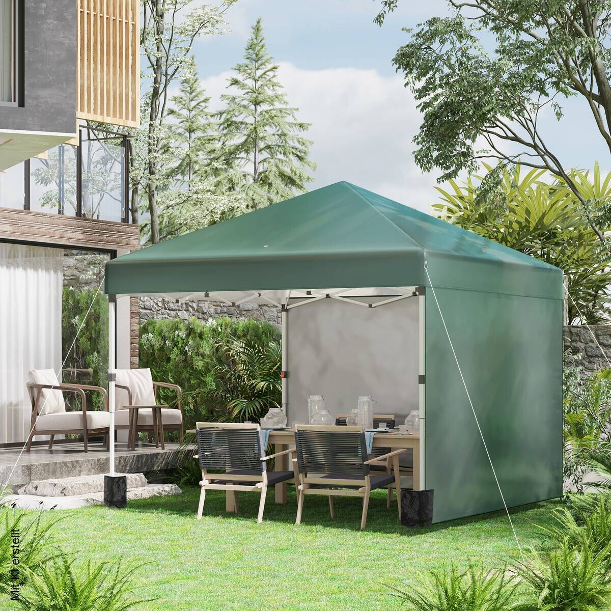 Outsunny Pavillon grün Polyester B/H/L: ca. 297x288x297 cm