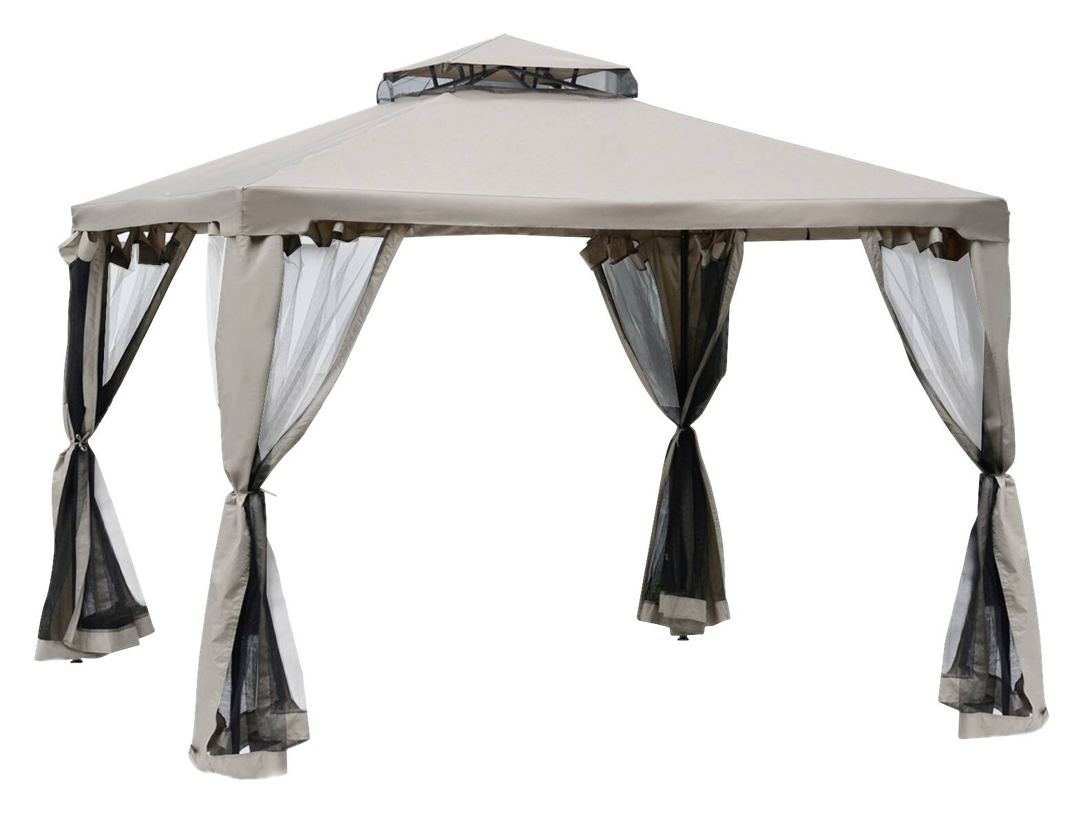 Outsunny Gartenpavillon beige Metall B/H/L: ca. 295x263x295 cm