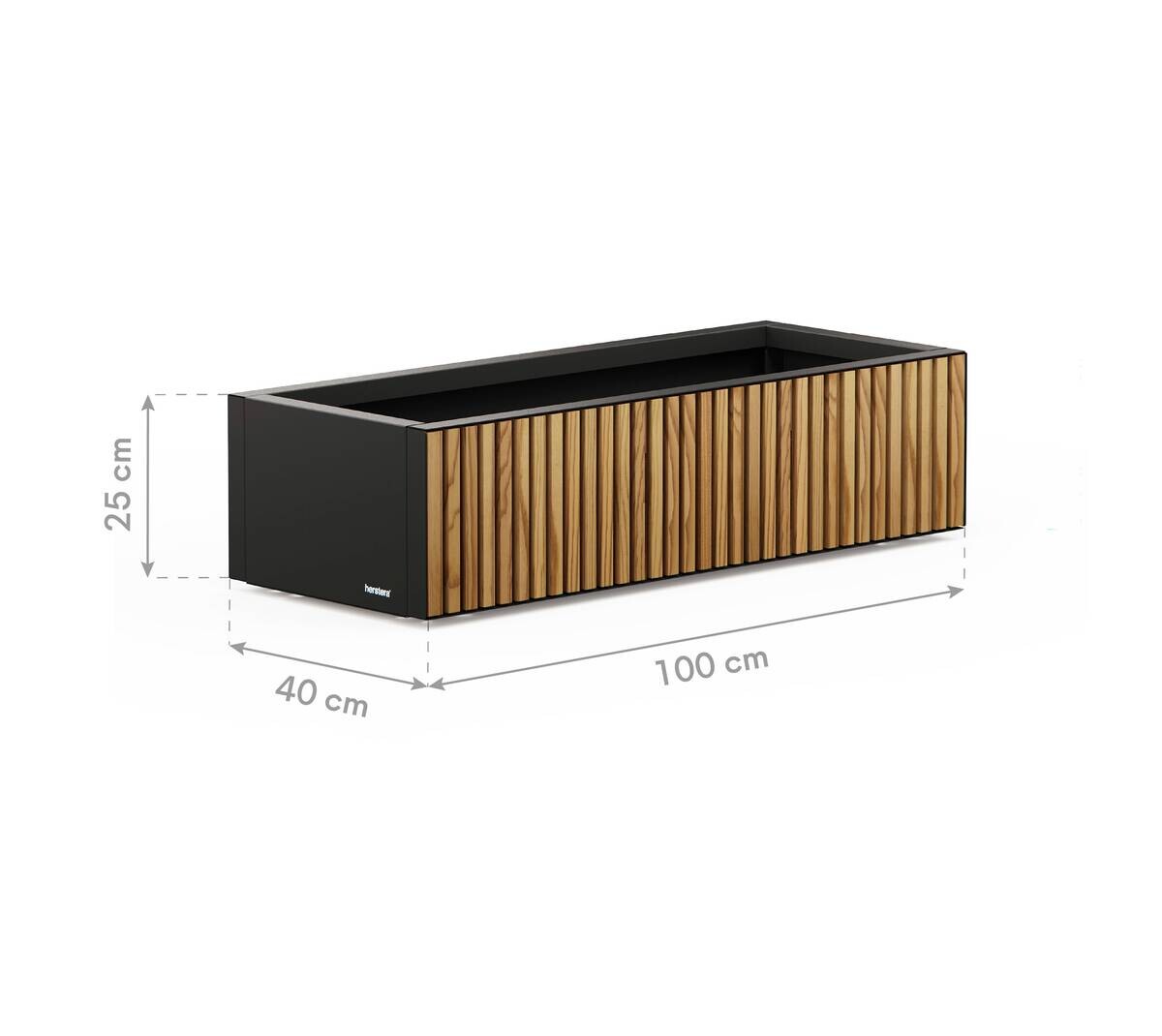Herstera Garden Pflanzkübel Deco Planter Xic schwarz Holz B/H/L: ca. 100x25x40 cm