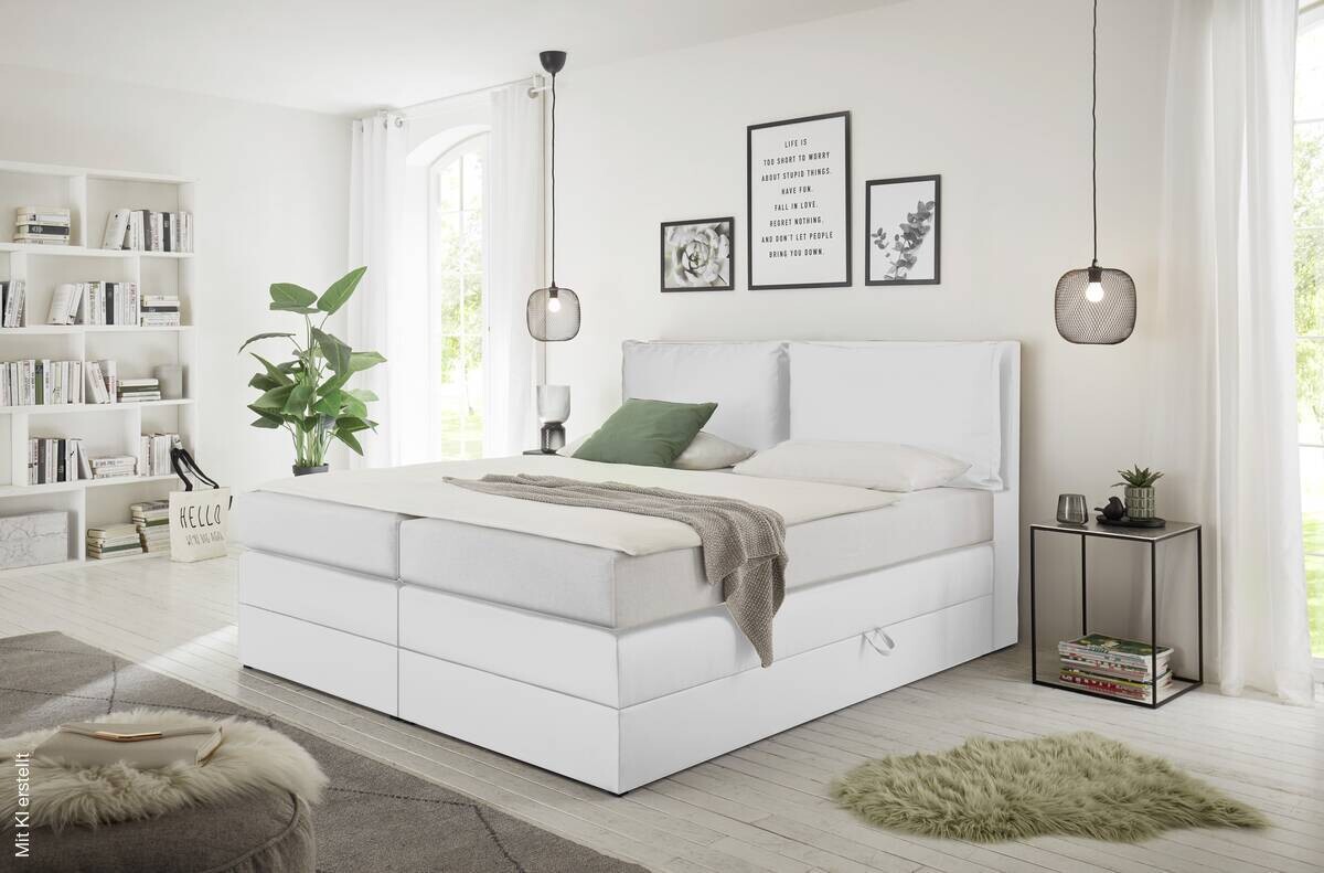 Boxspringbett Lissy weiß Liegefläche B/L: ca. 180x200 cm