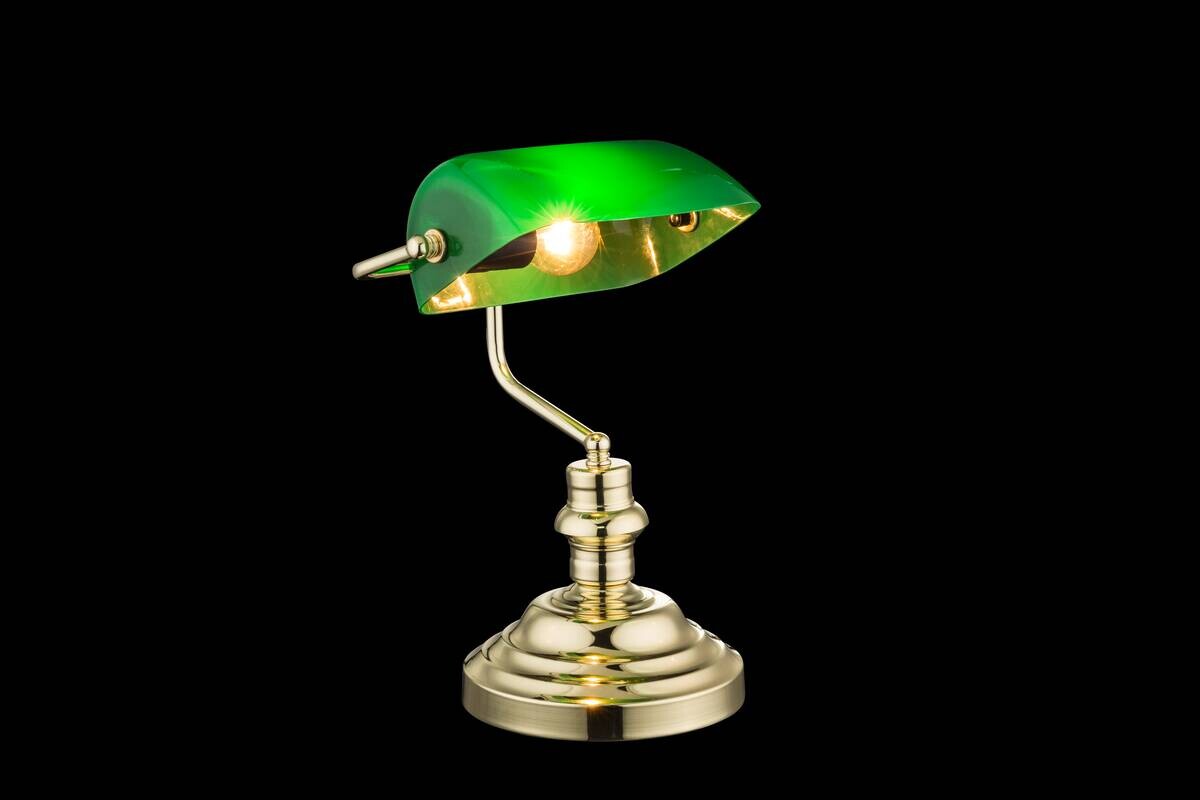 GLOBO Tischleuchte Klaus grün gold Metall B/H/L: ca. 26x36x19 cm E27 1 Brennstellen