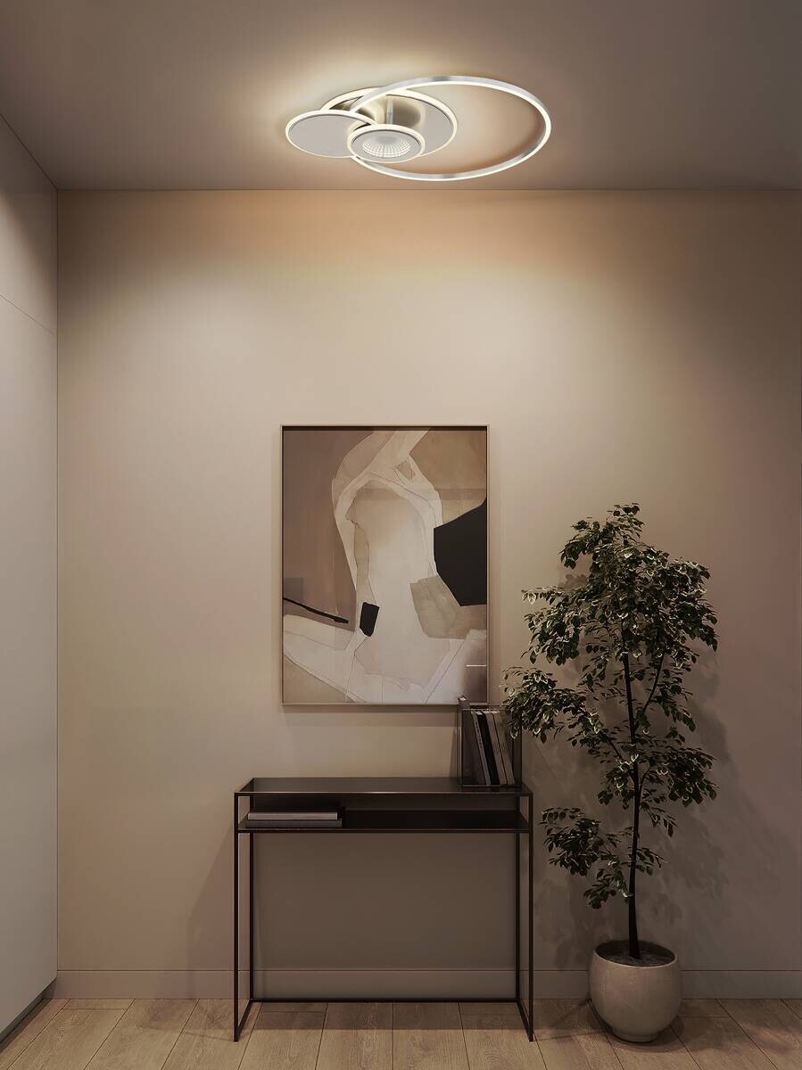 GLOBO LED-Deckenleuchte silber Aluminium Metall B/H/T: ca. 45x7,5x56 cm 1 Brennstellen