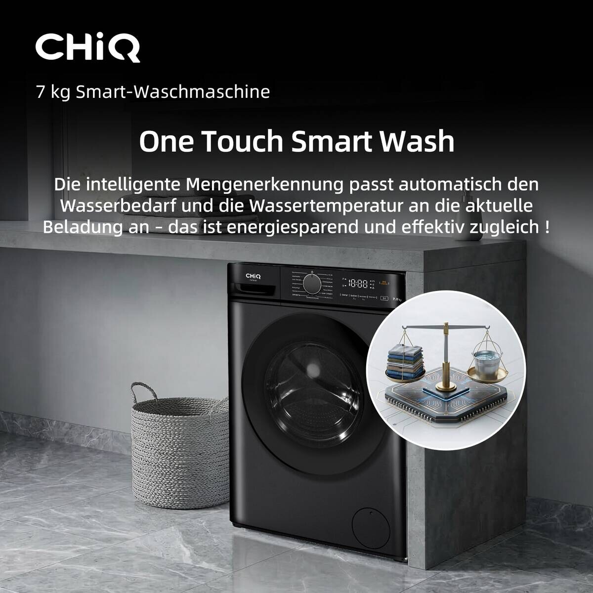ChiQ Waschmaschine PW73863B schwarz B/H/T: ca. 60x85x46,5 cm ca. 7 kg