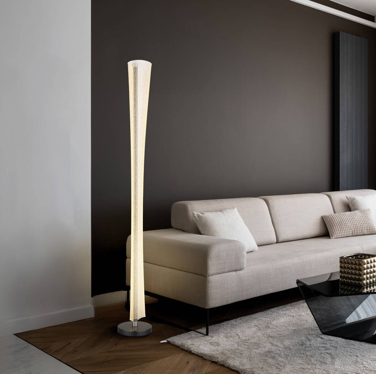GLOBO Stehlampe nickel matt anthrazit klar Metall Kunststoff H/D: ca. 155x20 cm 1 Brennstellen