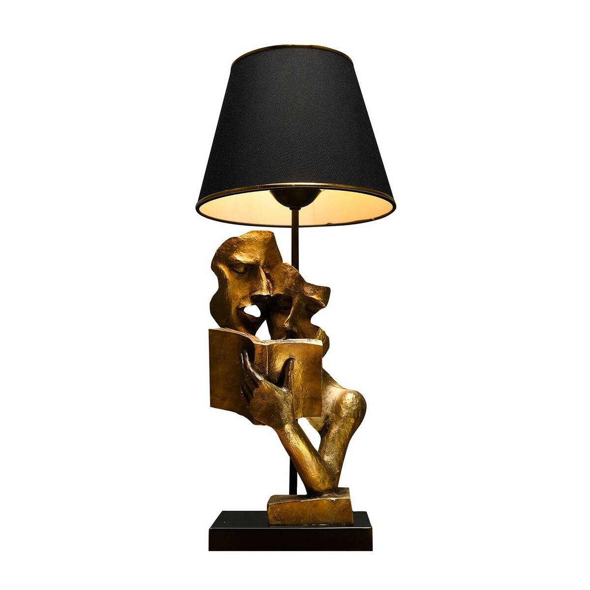 Tischleuchte schwarz gold Polyester Metall B/H/L/D: ca. 23x57x23x23 cm E27 1 Brennstellen