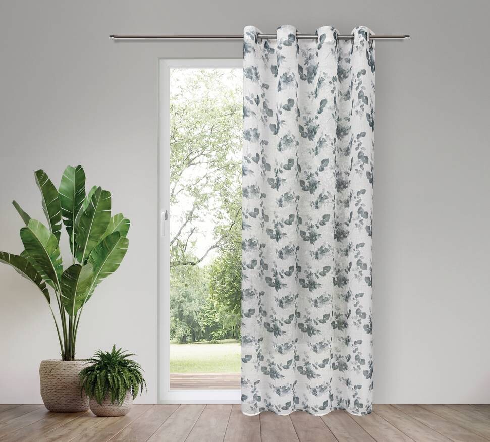 Happy Home Ösenschal Blätter weiß B/L: ca. 140x245 cm