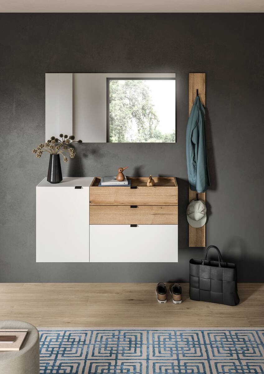 Garderobe Naro weiß Evoke Oak Nachbildung B/H/T: ca. 158x194x37 cm