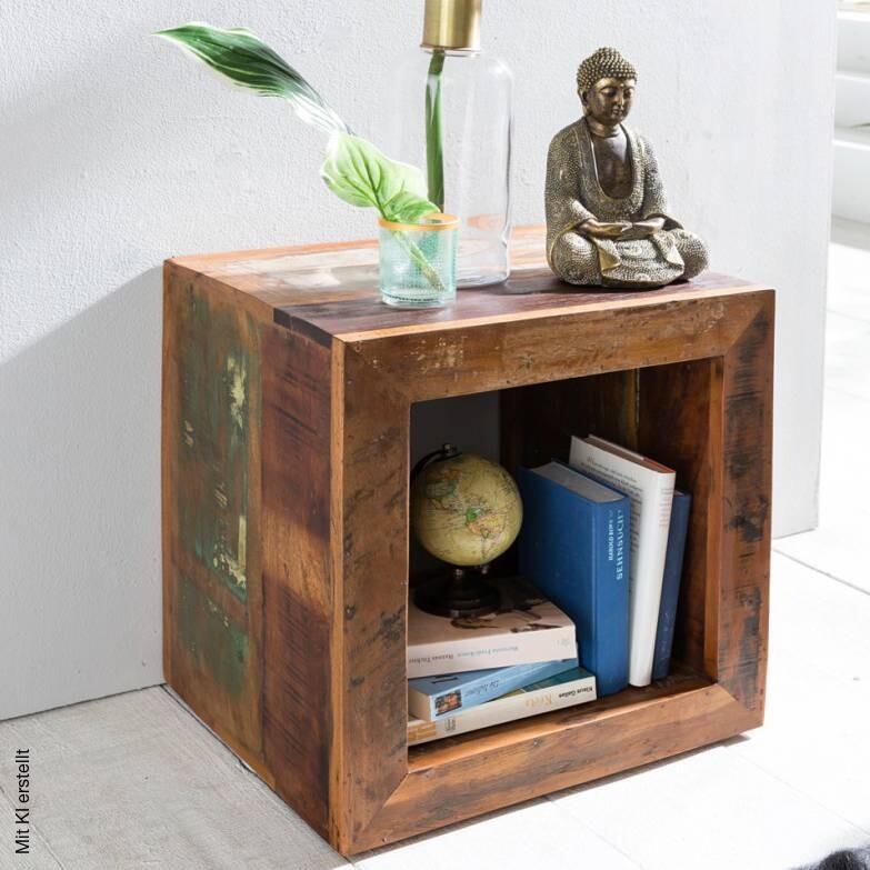 Beistelltisch braun lackiert Echtholz B/H/T: ca. 45x45x35 cm