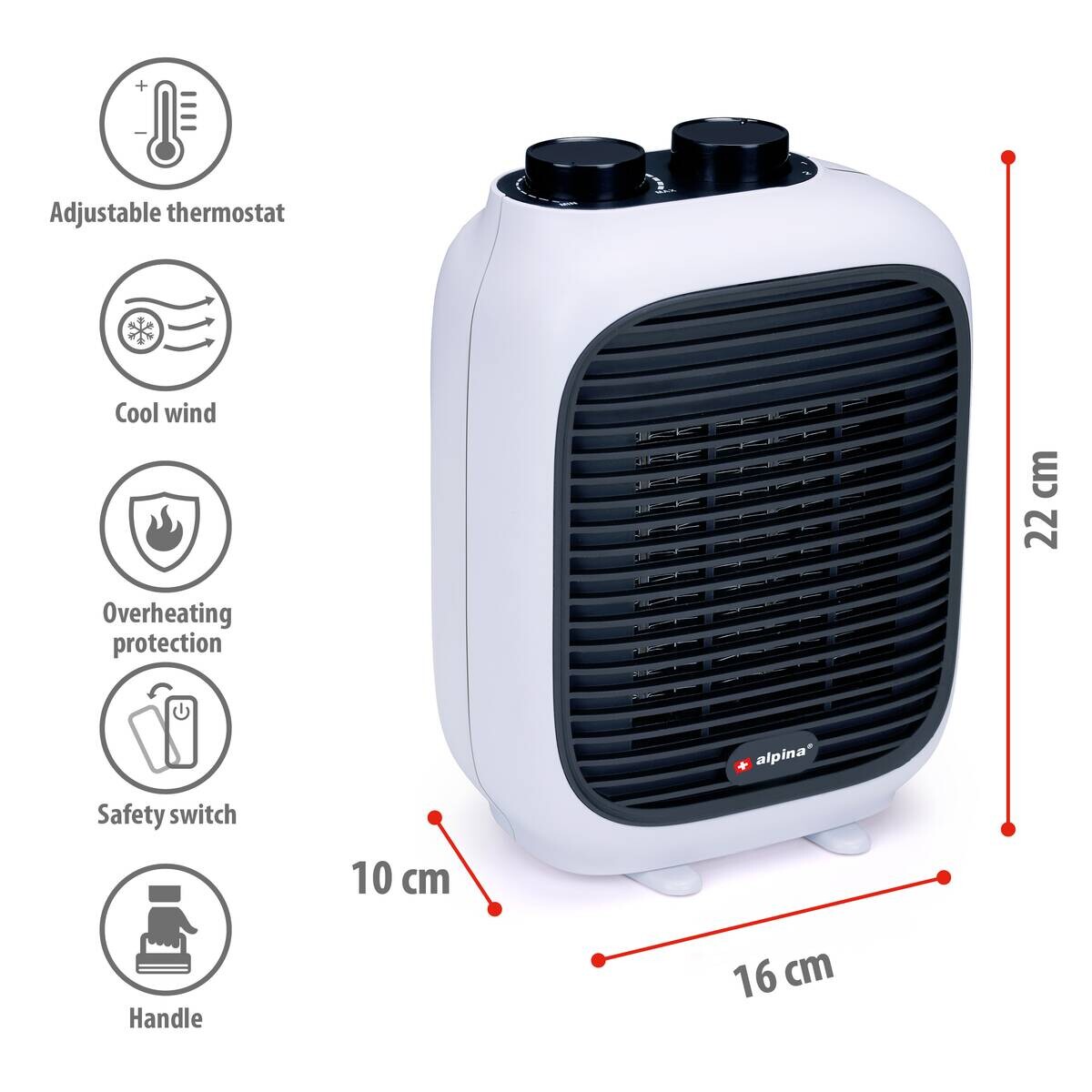 alpina Heizlüfter PTC-1601 B/H/T: ca. 16x22x11 cm ca. 1500 W
