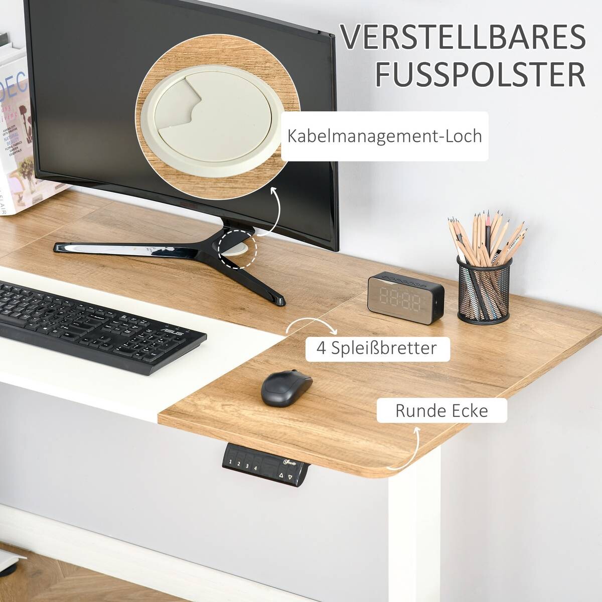 Schreibtisch 920-071V90WT natur Holz Nachbildung weiß B/H/T: ca. 140x116x70 cm