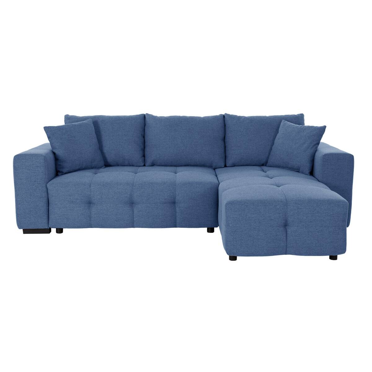 Ecksofa mit Bettfunktion und Bettkasten blau Webstoff B/H/T: ca. 247x83x162 cm