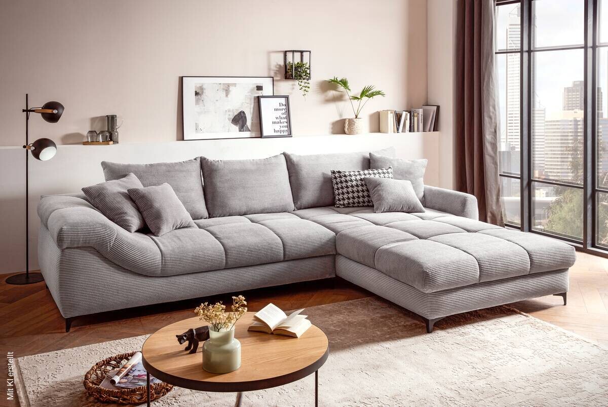 Ecksofa grau Microfaser B/H/T: ca. 332x96x227 cm | grau | 332,00/96,00/227,00 cm