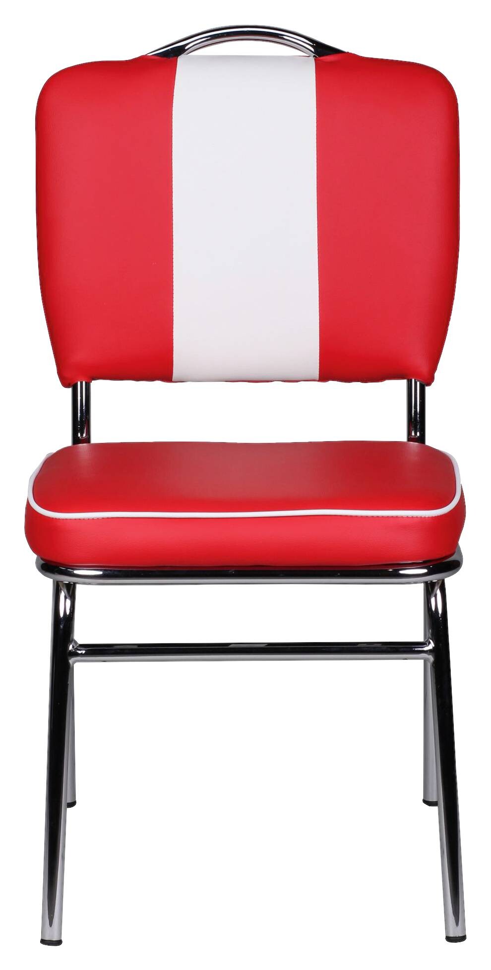 Stuhl rot weiß Kunstleder B/H/T: ca. 47x90x45 cm