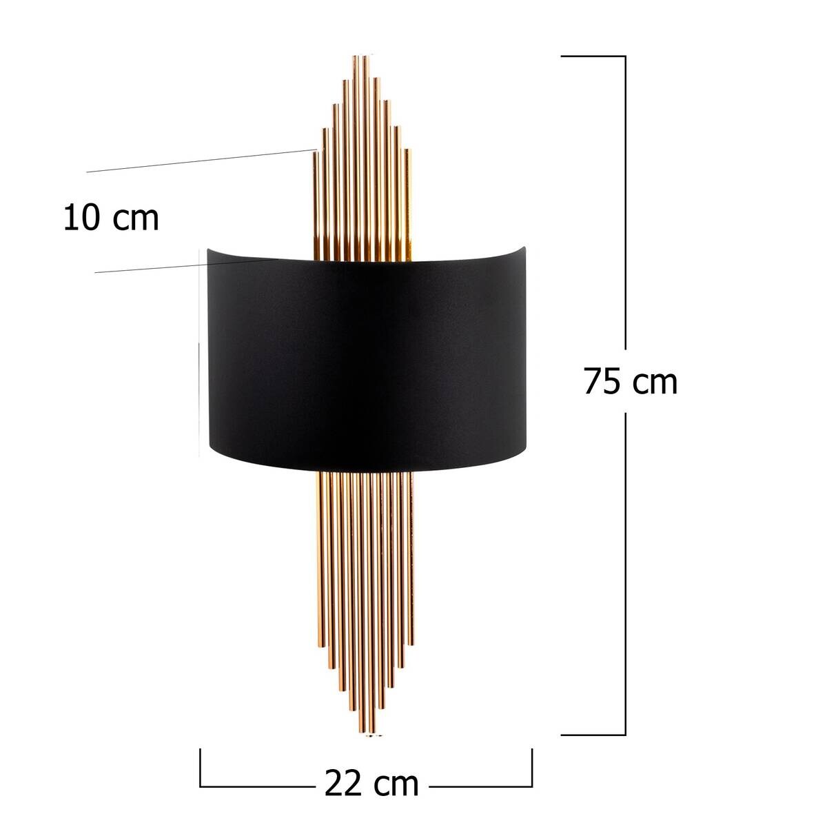 Opviq Wandleuchte schwarz Kupfer Metall B/H/L: ca. 10x22x75 cm E27 1 Brennstellen