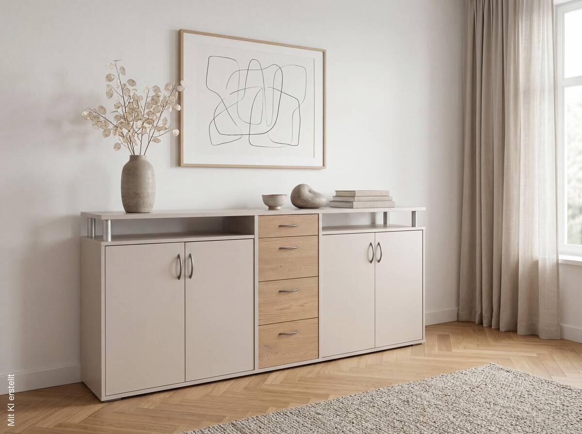 Sideboard Maximo Kaschmir Rivera Eiche Nachbildung B/H/T: ca. 208x94x38 cm