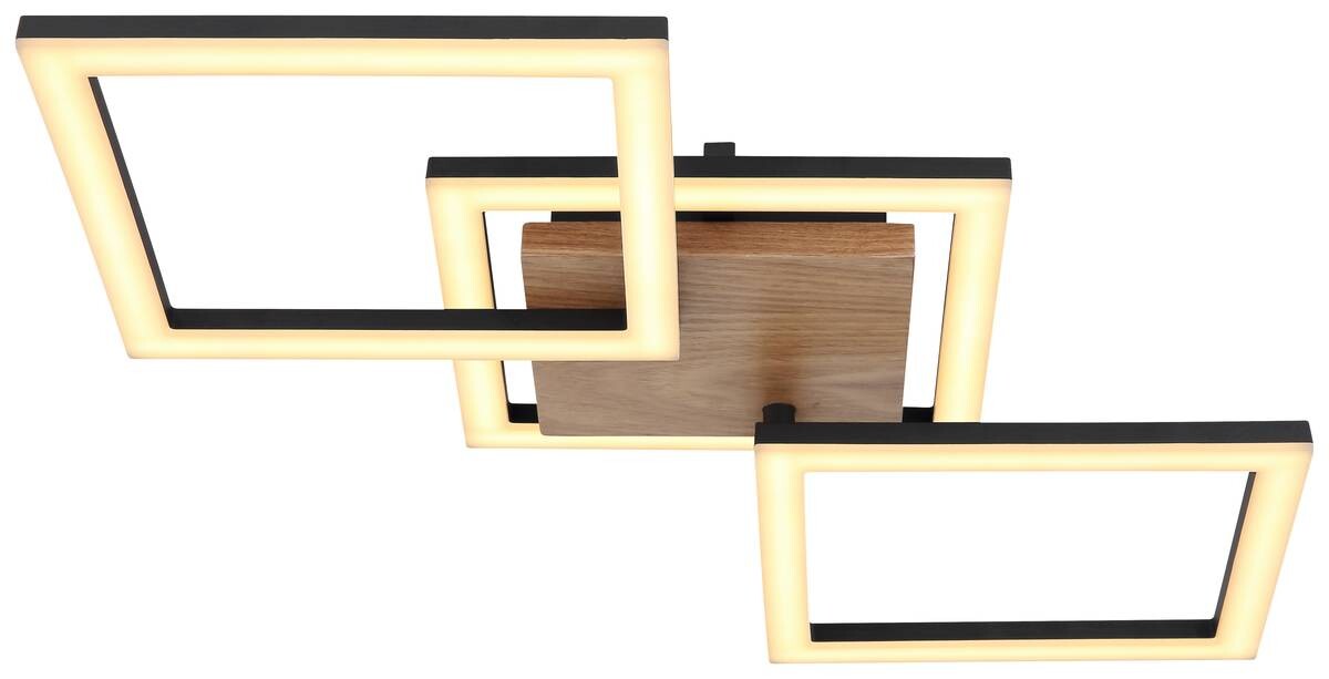 GLOBO Deckenleuchte 67280-30 dunkelbraun schwarz Opal Holz Metall Kunststoff B/H/L: ca. 31x7,5x66 cm