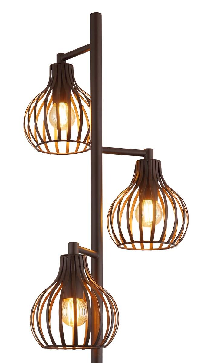 GLOBO Stehlampe rostfarbig Metall H/D: ca. 161x31 cm E14 3 Brennstellen