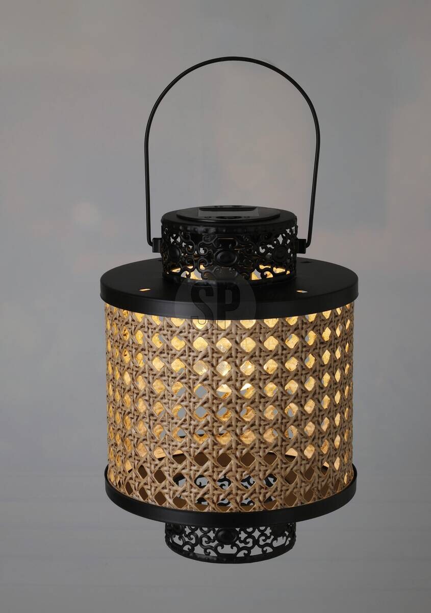 Solarlaterne schwarz Metall B/H/L: ca. 21x18x24 cm