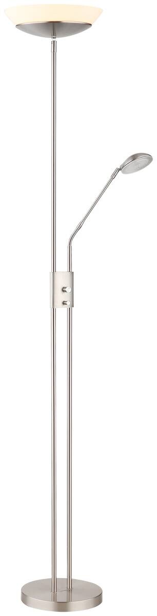 GLOBO Stehlampe nickel matt Metall Kunststoff Glas B/H/D: ca. 57x180x29 cm