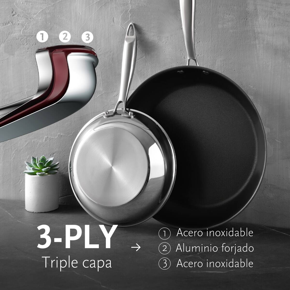 BERGNER Pfannenset BASTER schwarz Edelstahl 7 tlg.