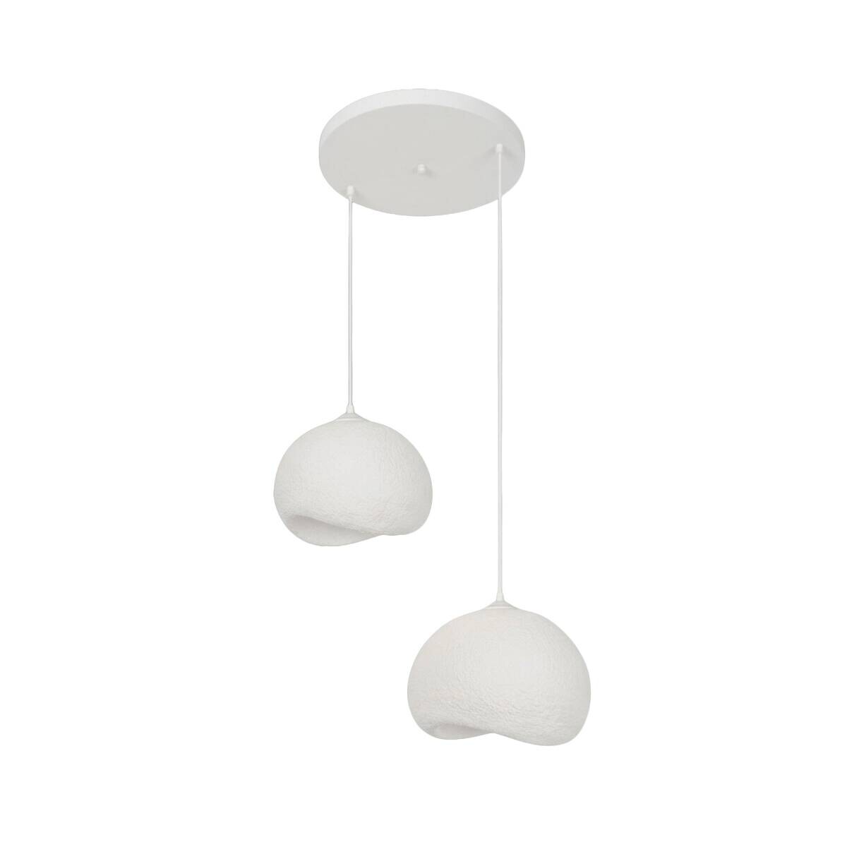 Opviq Pendelleuchte Yontu-15852 weiß Polyester-Mischgewebe Metall B/H/L: ca. 29x120x34 cm E27 2 Brennstellen