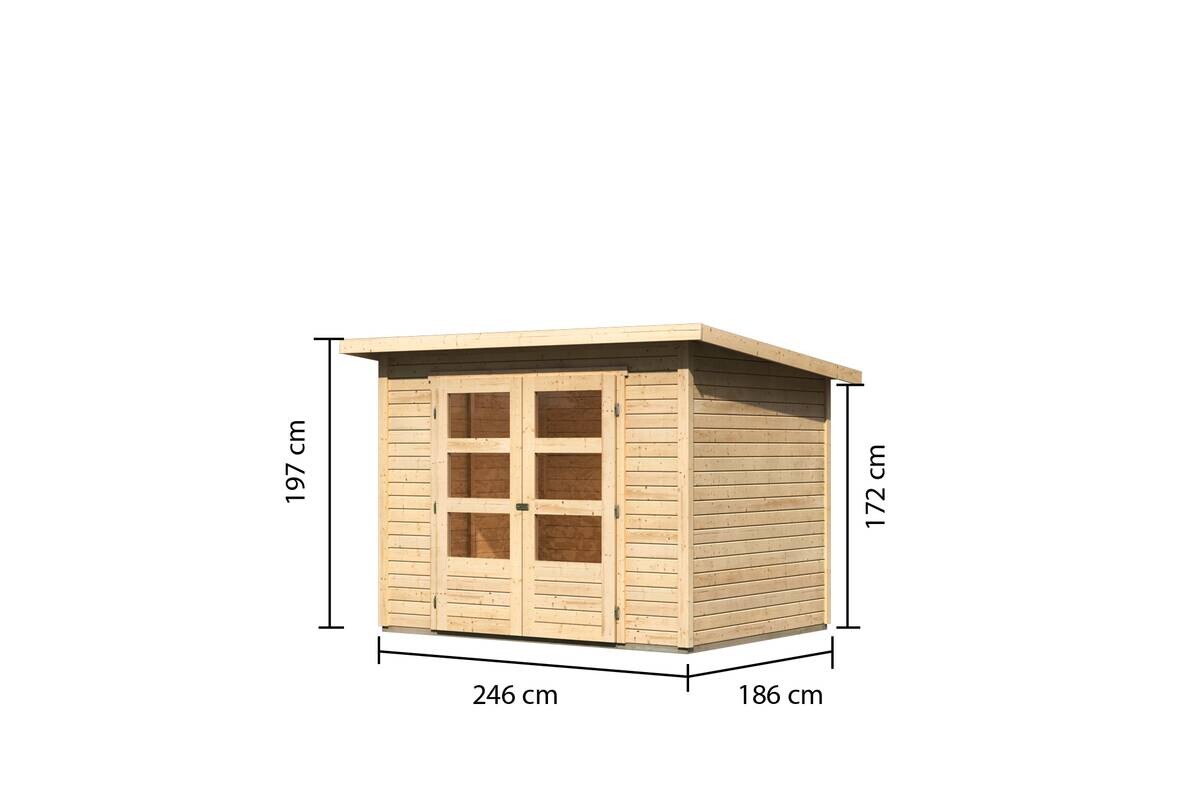 Karibu Gartenhaus Joschka 3 natur B/H/L: ca. 186x167x246 cm