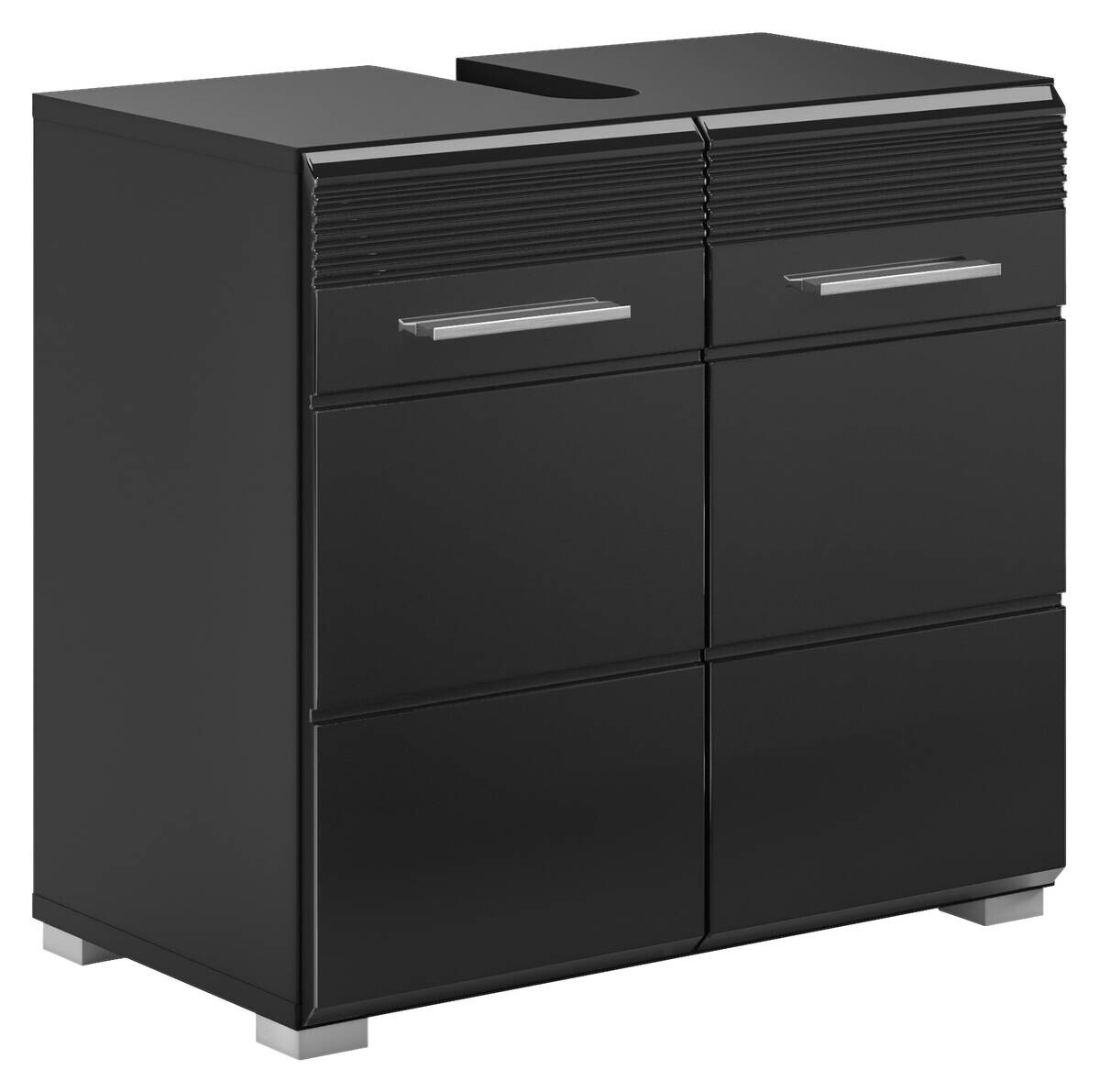 Waschbeckenunterschrank LINUS schwarz schwarz Hochglanz B/H/T: ca. 60x56x34 cm