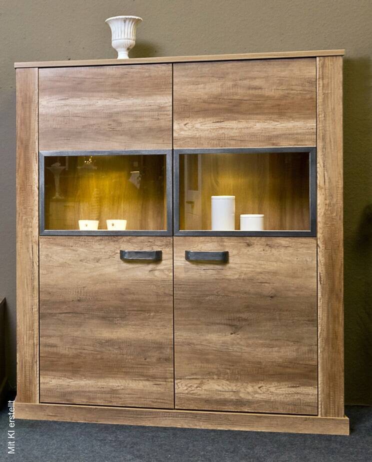Vitrine Aalborg Oak Monument Nachbildung Spanplatte B/H/T: ca. 133x150x40 cm