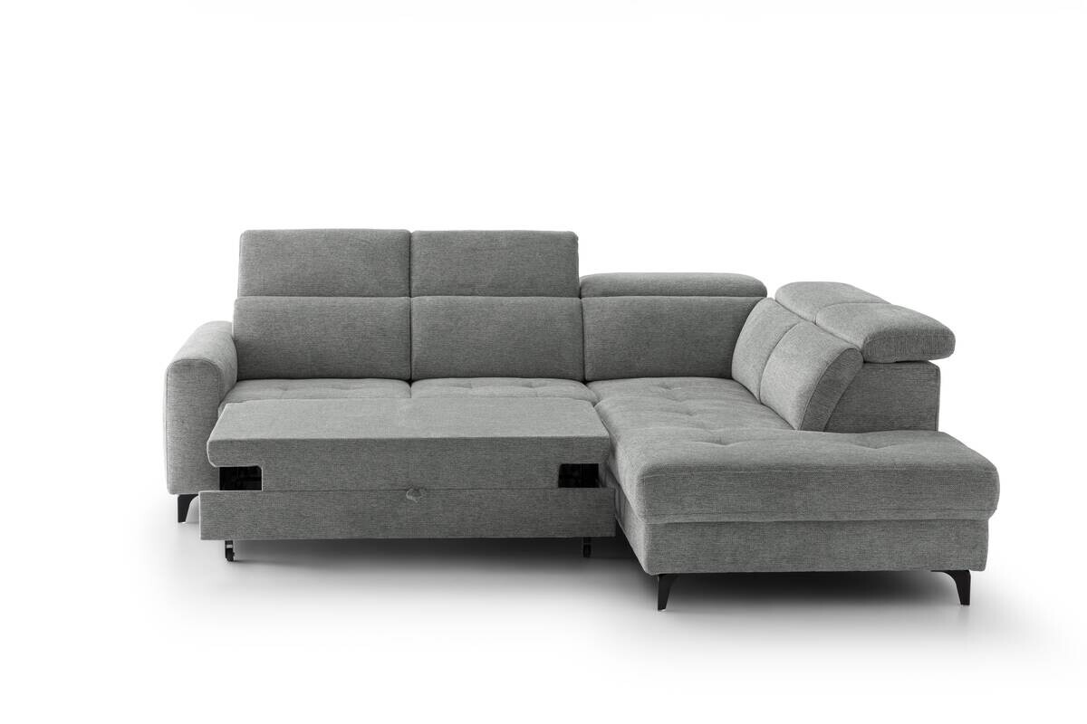 Ecksofa mit Bettfunktion grau Flachgewebe B/H/T: ca. 258x96x221 cm