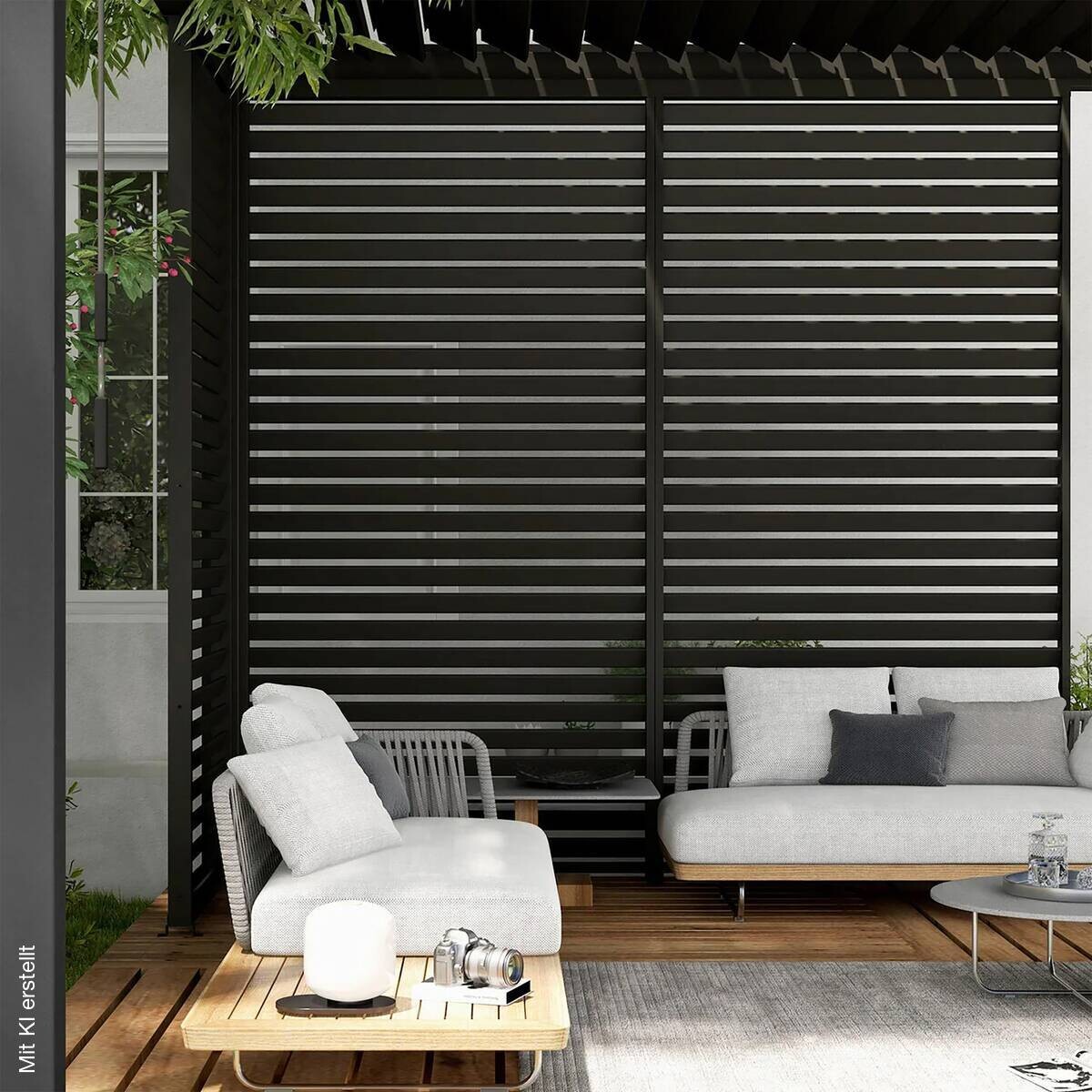 Mirador Lamellen-Seitenteil für Pergola Classic und Deluxe anthrazit Aluminium B/H/L: ca. 123x236,1x6 cm