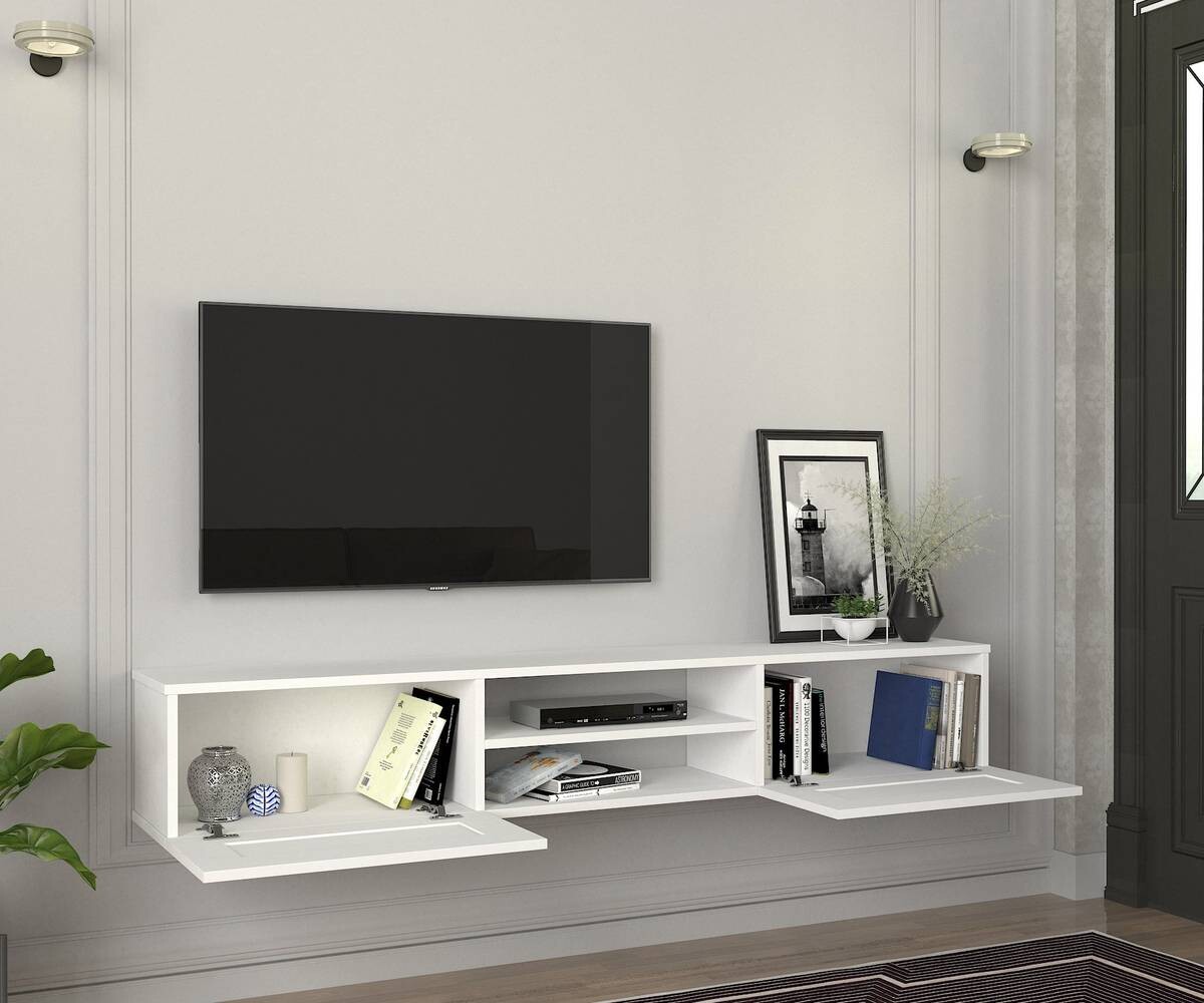 TV-Lowboard Piuma weiß B/H/T: ca. 180x29,1x29,6 cm