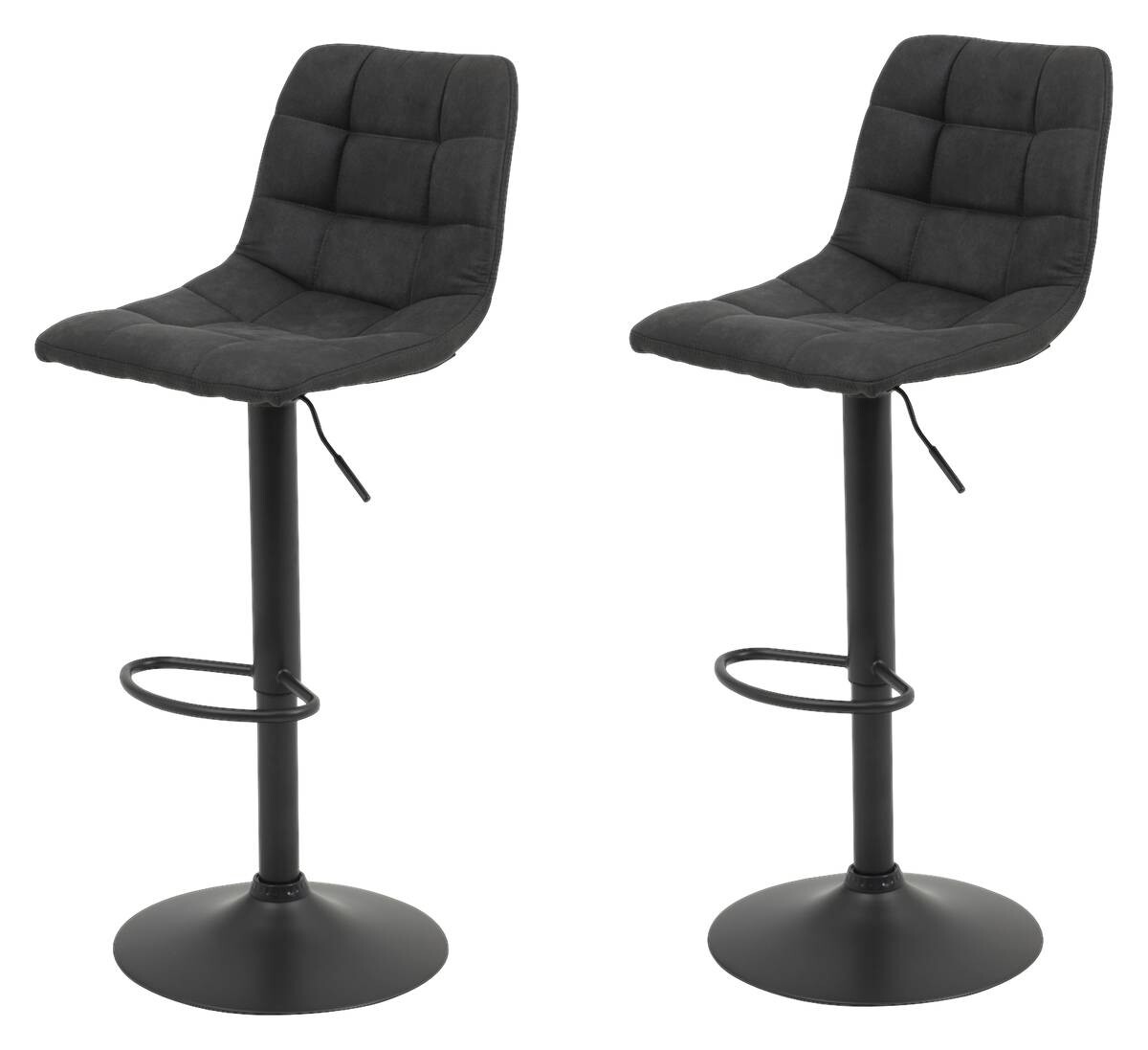 Barhocker Yvonne 2er Set anthrazit Vintage Microfaser B/H/T: ca. 43x113x44 cm