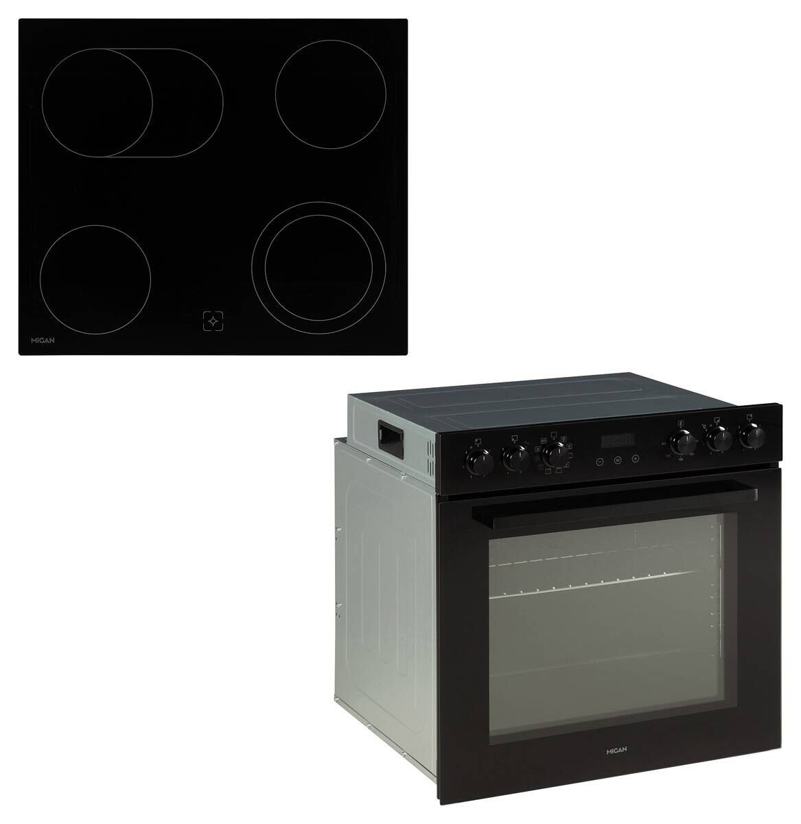 Mican Einbauherdset HSHDB73S schwarz B/H/T: ca. 59,5x59,5x57,5 cm