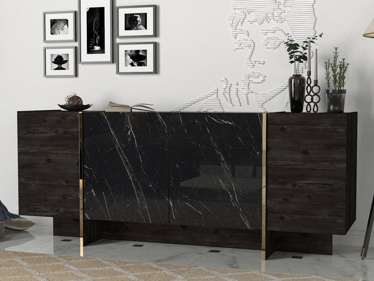 Sideboard Rebab Rebab braun dunkelgrau Marmoroptik B/H/T: ca. 180x75,5x46,6 cm
