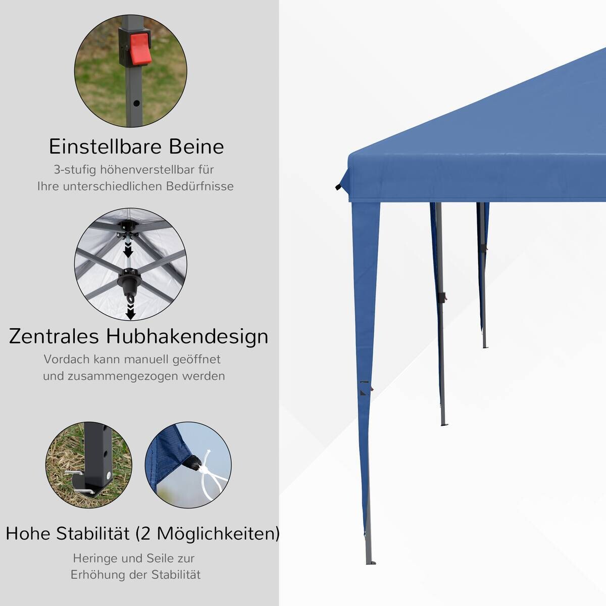 Outsunny Faltpavillon blau Polyester-Mischgewebe B/H/L: ca. 295x265x585 cm
