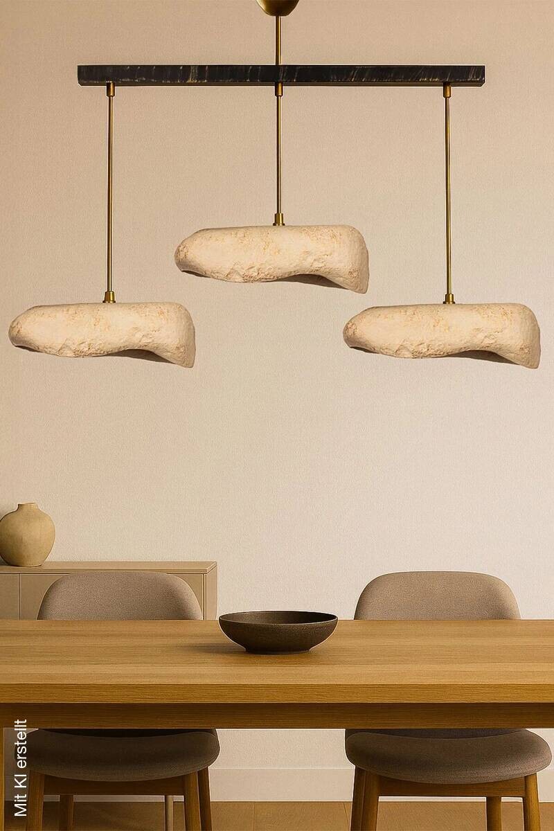 Pendelleuchte creme Metall Beton B/H/L/D: ca. 32x62x32x32 cm E27 3 Brennstellen