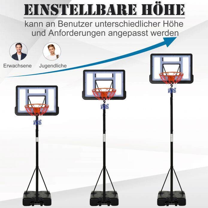 HOMCOM Basketballkorb schwarz H/L: ca. 350x86 cm