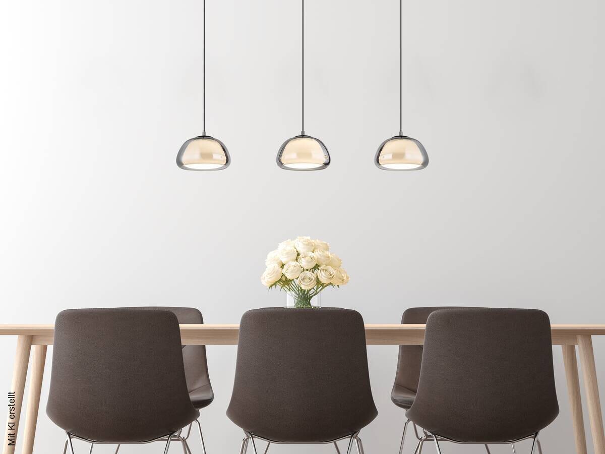 GLOBO Hängeleuchte schwarz Chrom Metall Glas B/H/L: ca. 34x20,5x101 cm