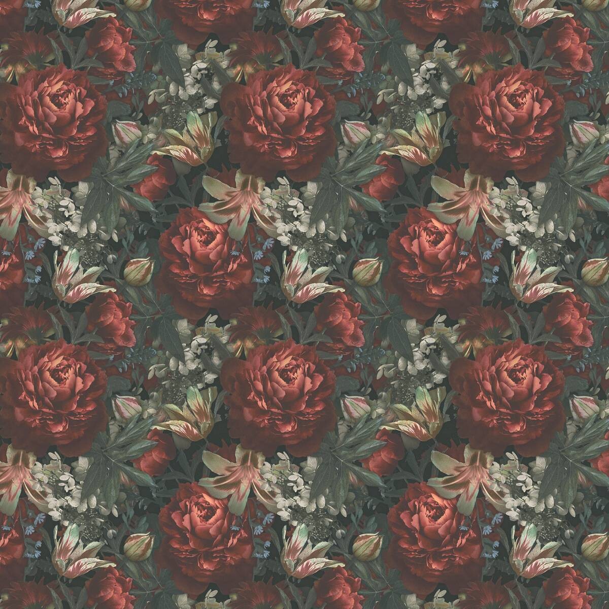 Vliestapete Floral schwarz bunt B/L: ca. 53x1005 cm