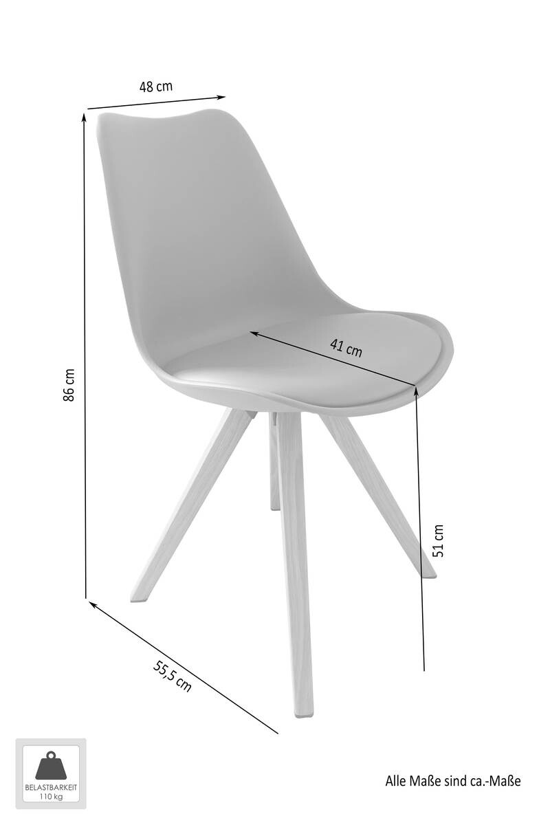 Stuhl KIRA 2er-Set schwarz schwarz schwarz Kunststoff Kunstleder Metall B/H/T: ca. 48x86x55,5 cm