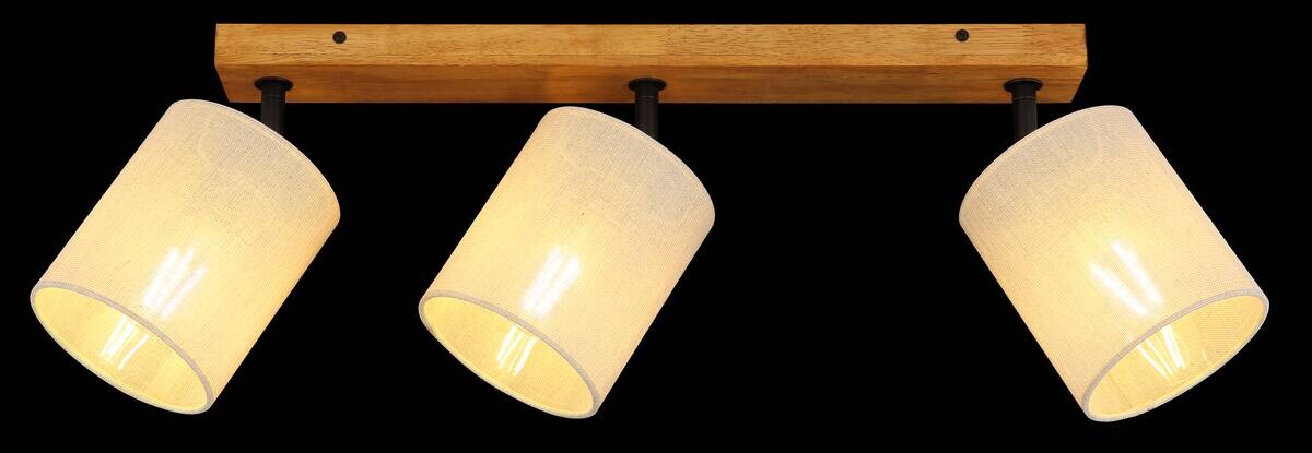 GLOBO Spot JULE braun Holz Leinen B/H/T: ca. 13x24x56 cm E27 3 Brennstellen