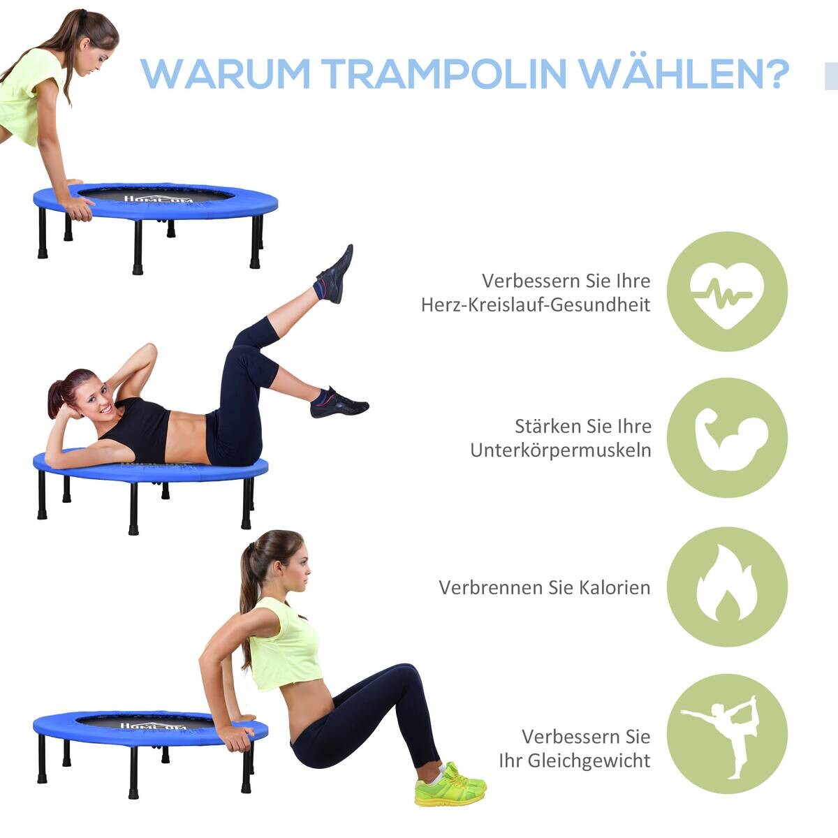 HOMCOM Fitness-Trampolin blau B/H/L: ca. 91x22,5x91 cm